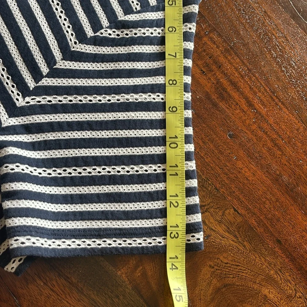 CJ Banks Navy Blue and White Striped Short Sleeve Top - Picture 8 of 8
